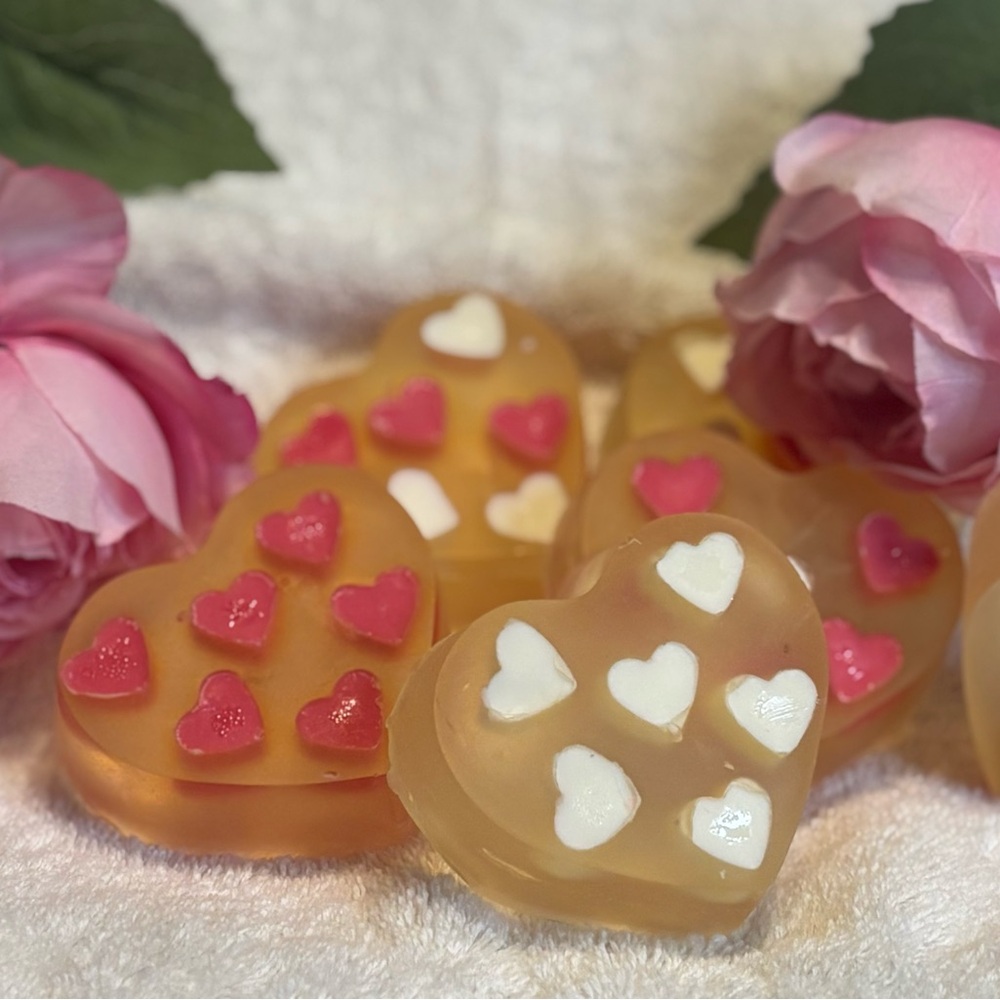 Hand crafted artisan heart guest soaps set of 2